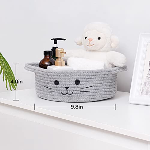 HiChen Small Woven Rope Storage Basket, Cute Cat Toy Basket for Living Room, Baby Baskets for Nursery, Gift Baskets Empty ...