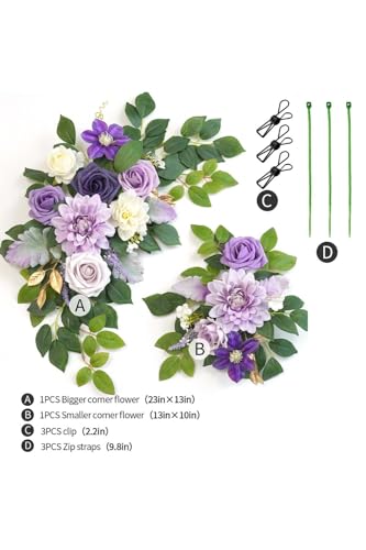 Piklado Wedding Decor Pack of 2 Welcome Sign Flower Backdrop Garland for Ceremony Reception Wall Easel Home Decoration Ent...