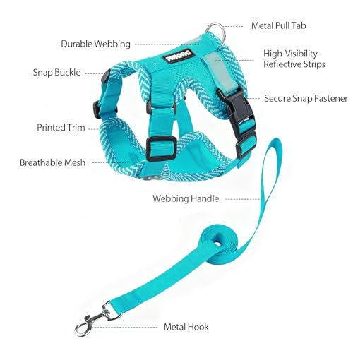 wanheart Cat Harness and Leash Set - Escape Proof Adjustable Breathable Vest for Cats, Soft Mesh Padded Harness with Refle...