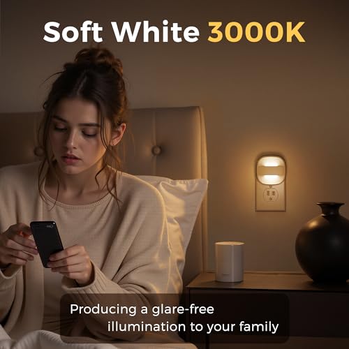 L LOHAS LED Night Lights Plug into Wall, Foldable Night Light with Dusk to Dawn Sensor, 2 Brightness Level, Ideal Nightlig...