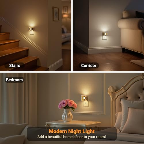 JandCase LED Night Light, Golden Bubble Night Lights Plug into Wall, [2 Pack]Night Light3000K/4000K/5000K & 3 Brightness L...