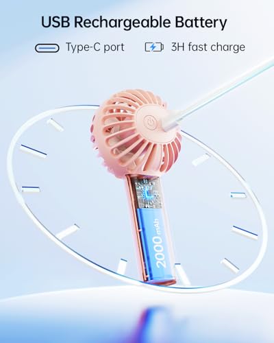 SWEETFULL Mini Portable Fan - Rechargeable Handheld Fan, 3 Speeds Personal Small Hand Gifts for Travel Essentials, Lash, M...