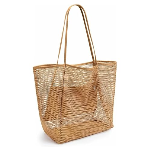 Yuomeaz Mesh Beach Bag, Beach Tote Bag for Women, Summer Travel Sandproof Woven Shoulder Handbag for Swimming