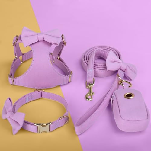 Beirui Adorable Small Dog Harness Collar and Leash Set,Cute Puppy Harness Set with 3 Bows for Small Dogs,Shih Tzu,Dachshun...