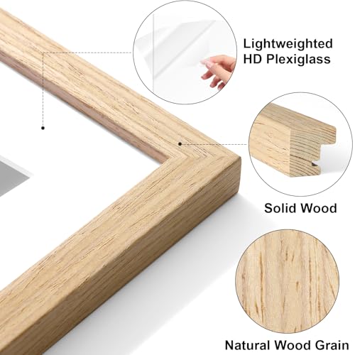 Vittanly 8x10 Picture Frame Set of 2, Solid Wood Frame for Wall or Tabletop, Display Photo 5x7 with Mat or 8x10 without Ma...