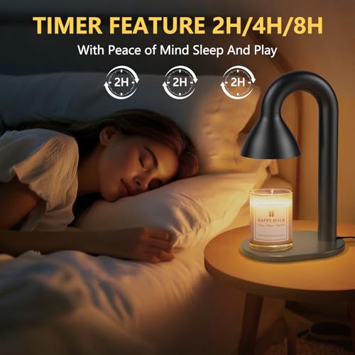 Candle Warmer Lamp with Timer and Dimmer,Minimalist Modern Black Electric Wax Warmer for Women Mom, Best Birthday and Hous...