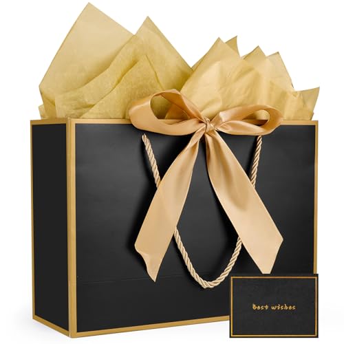 Gfractolux Large Gift Bags for Present, 1 Pcs Gift Bags for Women Men with Tissue Paper and Cards, Gift Bags for Birthday...
