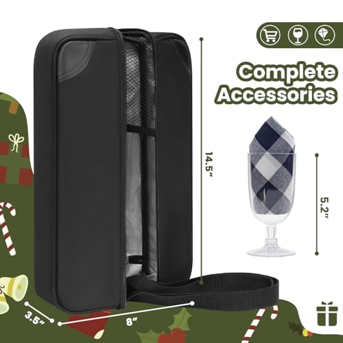 ALLCAMP Wine Bag - Insulated Cooler Bag with Wine Glasses, Bottle Opener & Wine Accessories for Wine Lovers - Portable Win...
