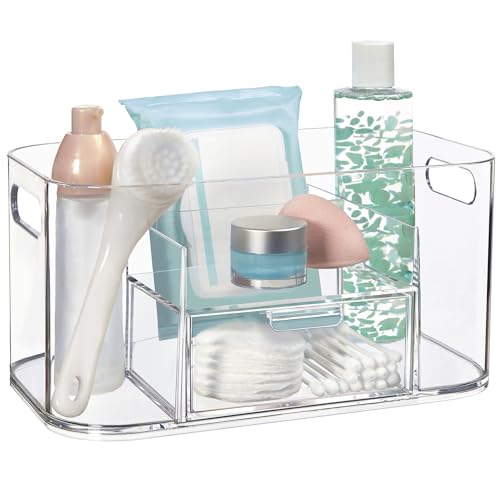 STORi Bliss Clear Makeup Organizer for Countertop, Divided Bathroom Organizer & Storage Drawer, Makeup Brush Holder, Cosme...