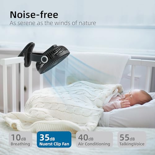 10000mAh 30hrs Portable Fan Rechargeable, 8-Inch Battery Operated Clip on Fan, USB Fans, 4 Speeds, Strong Airflow, Sturdy ...