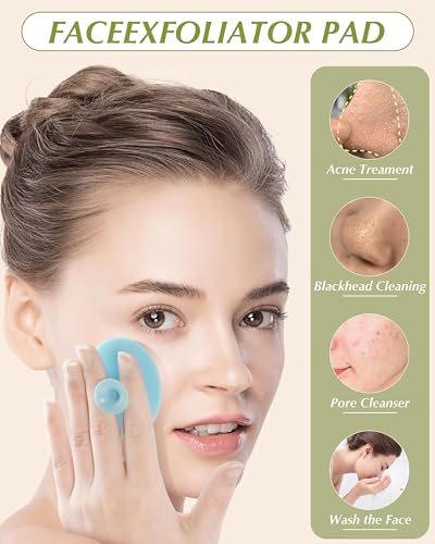 Face Scrubber, 8 PCS Silicone Face Scrubber Exfoliator for Women, Face Cleansing Brush Blackhead Acne Pore Pad for Deep Cl...