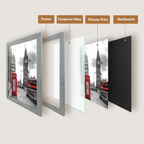 Golden State Art, 16x20 Picture Frame - Wide Molding - Wood Grain Rustic Style - Back Hangers for Wall Display - Great for...