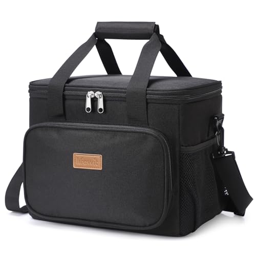 Lifewit Large Lunch Bag, Insulated Lunch Box, Soft Cooler Cooling Tote for Adult Men Women, Black 24-Can (15L)