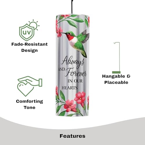 The Bridge Collection Memorial Wind Chime with Hummingbird Design and Stand - Memorial Keepsake with Display Stand - Grief...