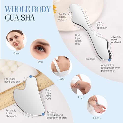 ANPODE 2Pcs Gua Sha Facial Tools Set,Guasha Massage Tool for Face&Body, Manual Massage Tool for Lymphatic Drainage &Jawlin...