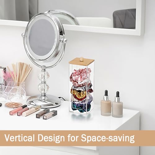 GUSHBIN Acrylic Clean Pad Storage Box Vertical Cotton Pads Holder Square Makeup Pad Dispenser with Lid Clear Bathroom Coun...