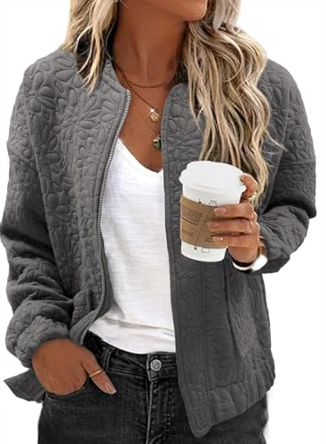 EVALESS Bomber Jackets for Women Spring Fashion 2026 Cute Jacquard Coats Lightweight Zip Up Jackets Dressy Casual