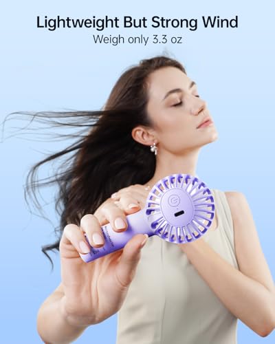 SWEETFULL Mini Portable Fan - Rechargeable Handheld Fan, 3 Speeds Personal Small Hand Gifts for Travel Essentials, Lash, M...