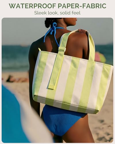 HOMESPON Large Waterproof Beach Bag for Women Pool Bags with Wet Compartment Lightweight Tote for Work Travel Weekends
