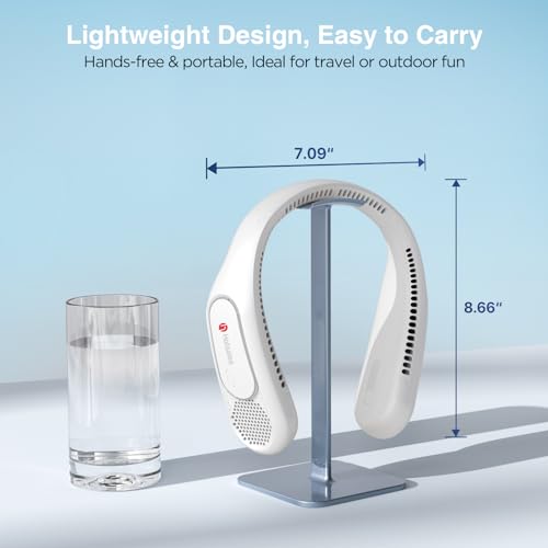 Hotsales Neck Fan, Hands Free Bladeless Neck Fans Portable Rechargeable, 6000 mAh Battery Operated Wearable Personal Fan, ...