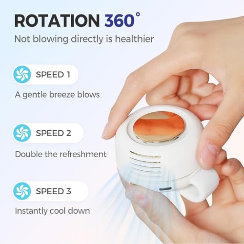 YAKINI Small Clip On Fan for Shirt, Portable Silent Mini Bladeless Electric Fans, 3-Speed Portable Mini Bladeless Fan Clip...