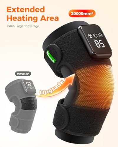 3-in-1 Knee Massager for Pain Relief with Heat, Portable Heated Knee Brace with Extension Strap for Knee, Elbow & Shoulde...