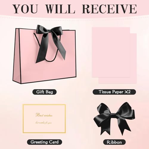 JMANNI Gift Bags with Handles, 13” Medium Gift Bag for Presents, 1 Pcs Bags with 2 Tissue Paper and 1 Cards for Baby Showe...