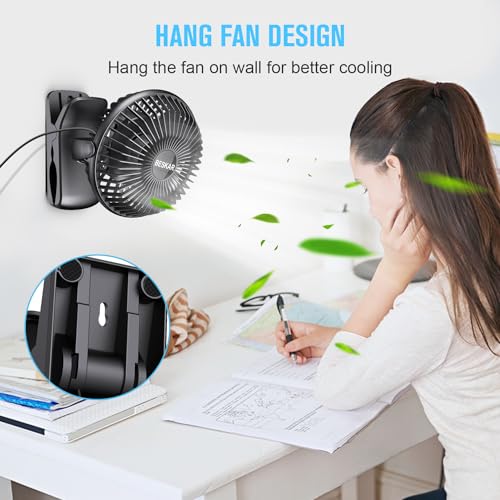 BESKAR Small Clip on Fan, 3 Speeds USB Fans with Strong Airflow, Clip & Desk Fans USB Plug in with Sturdy Clamp - Ultra Qu...