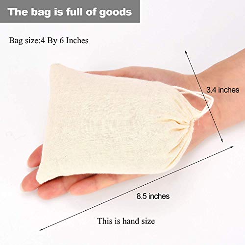 Tatuo 50 Pieces 4 x 6 Inches Muslin Cotton Drawstring Bags Canvas Linen Sachet Bag Reusable Empty Gift Pouch for Party Hom...