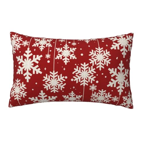 NIDITW Happy Winter Have Yourself A Merry Little Christmas Beautiful Snowflakes Waist Lumbar Red Cotton Burlap Linen Throw...
