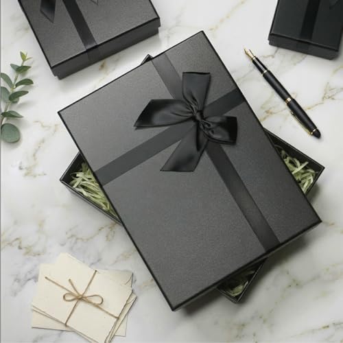 Eerbaier Gift Boxes with Lids for Presents, Set of 5 Black Gift Boxes, Pre-warpped Nesting Boxes for Gifts, Luxury Gift Bo...