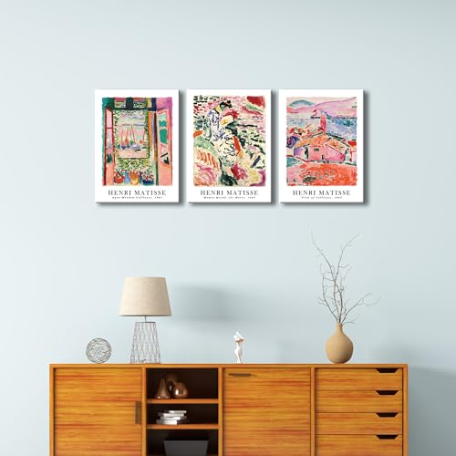 Wieco Art Canvas Wall Art 3 Piece Henri Mattise Art Abstract Colorful Matisse Posters Canvas Prints for Wall and Home Offi...