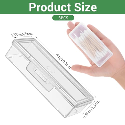 Sibba 3 x Plastic Cotton Swab Holder Clear Small Dental Floss Picks Storage Box Flossers Cotton Pad Holder with Dustproof ...