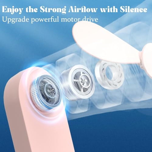 Lerat Portable Handheld Fan, 2 IN 1 Mini Hand Fan, Battery Operated [8-15 Working Hours], USB Rechargeable Personal Foldab...