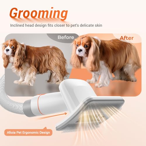 Afloia Dog Brush Vacuum Attachment - Pet Grooming Tool for Dogs & Cats (Vacuum Not Included), Compatible with 1-1.5" Round...