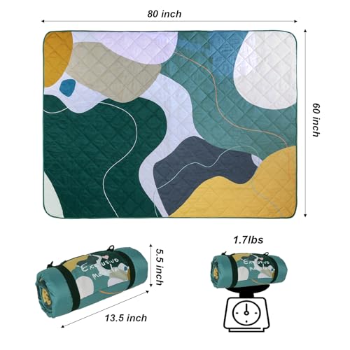 Exclusivo Mezcla Waterproof Picnic Blanket 60x80 Inches Large Multicolor Floral Polyester Sandproof Modern Camping Blanket