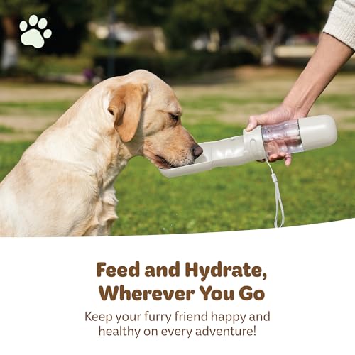 Desired Things Portable Pet Food and Water Dispenser, 2 in 1 Cat & Small Dog Water Bottle & Food Container, Lightweight, B...