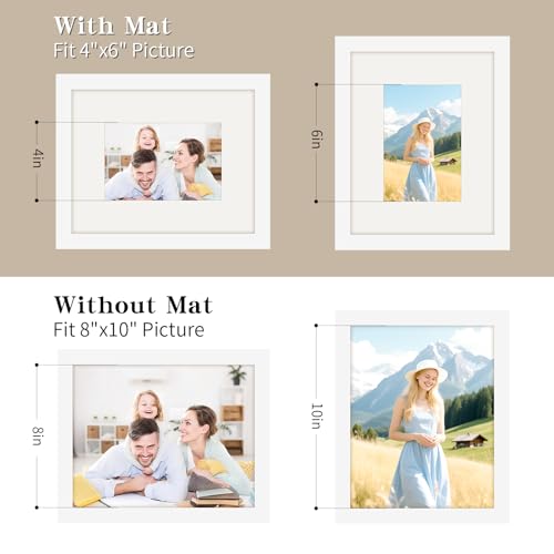 Picture Frames 8x10 2 Pack Made of Solid Wood White for Wall Mounting and Tabletop Display