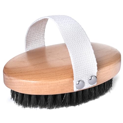 GranNaturals Soft Bristle Dog Brush for Short Haired Dogs & Cats w/Strap - Wooden Handle & Gentle Boar Bristles for Deshed...