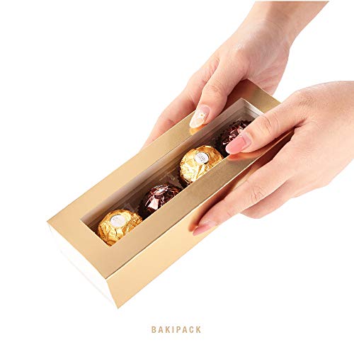 BAKIPACK 20 Truffle Boxes, Chocolate Boxes, Candy Boxes Packaging with 4-Piece Plastics Tray (Tray Size with 5.75x1.25 Inc...