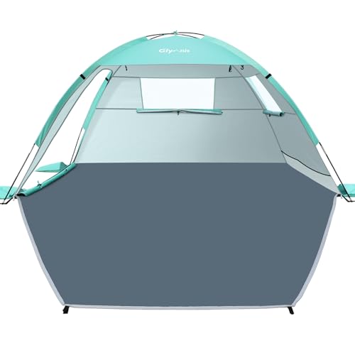 Glymnis Beach Tent Sun Shelter for 4 Person with UPF 50+ UV Protection, Lightweight & Easy Setup Beach Shade Canopy with V...