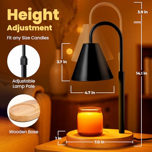 Candle Warmer Lamp with Timer & Dimmable Light – Adjustable Height Candle Melter for Jar Candles – Cozy Home Décor, Christ...
