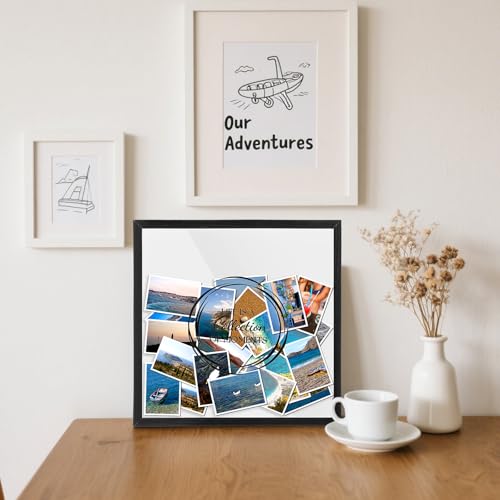 HOFURME Travel Adventure Archive Shadow Box For Memories, Concert Travel Ticket Stub Memory Top Loading Shadow Keepsake Bo...