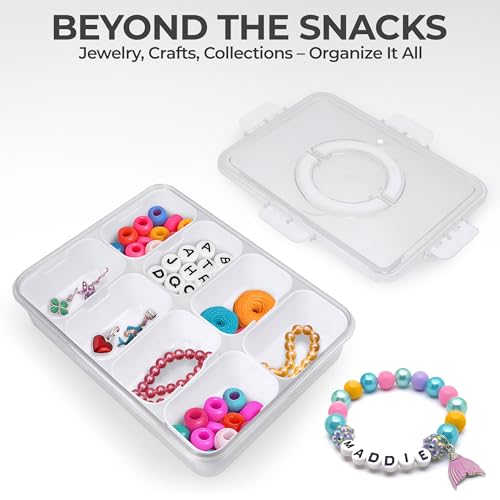 KEYVOZ Snackle Box Container with Lid Travel Charcuterie Box with Handle Organizer for Candy, Fruit, Nuts, Veggies, Snack...