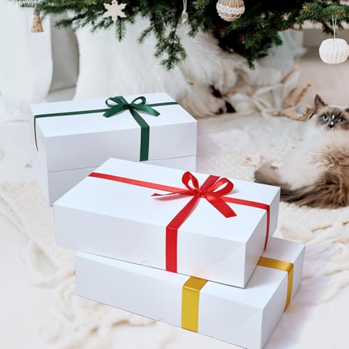 YANGTE 12 Premium Gift Boxes with Lids for Presents, Extra Large White Boxes for Wrapping Gifts, 4-inch Deep Clothing Gift...