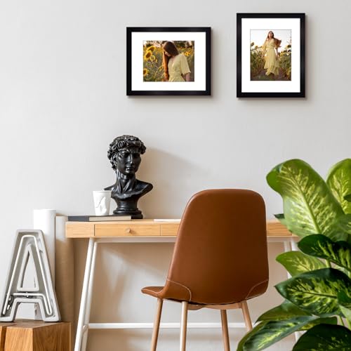 Golden State Art, 11x14 Black Picture Frame Made of Solid Pine Wood And Tempered Glass, Display for 8x10 Picture with Mat ...