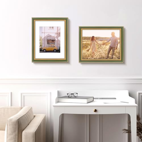 Golden State Art,11x14 Ornate Picture Frame for 8x10 Photo with Mat or 11 x 14 Prints Without Mat, Real Glass Wall Display...