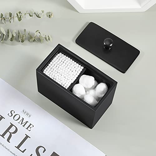 Luxspire Cotton Swab Holder, Qtip Holder Dispenser with Lid, 2 Compartments Cotton Ball Organizer, Bathroom Container, Q T...