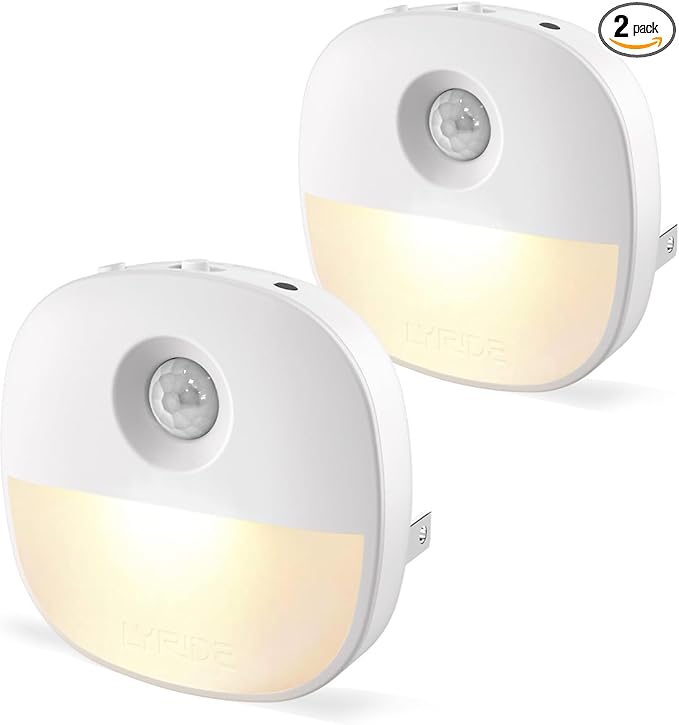 Lyridz Plug in Night Light with Motion Sensor and Dusk to Dawn Sensor, Dimmable Warm Nightlight with 1-50lm Adjustable Bri...