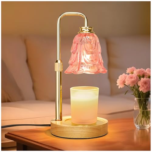 Candle Warmer Lamp with Timer Dimmer, Adjustable Height Pink Tulip Candle Wax Warmer, Christmas Birthday Gift for Mom Wome...
